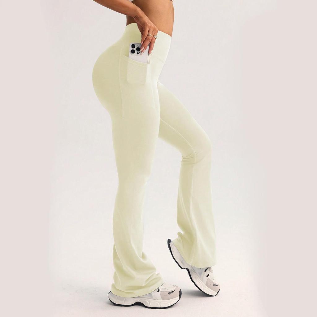 Women's High-Waist Slim Flare Yoga Pants: Peach Hip-Lifting Fitness & Outdoor Sportswear