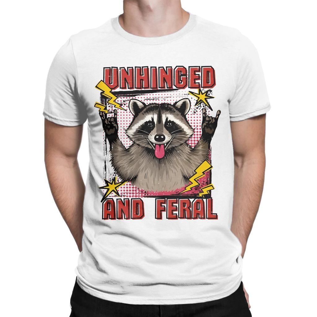 Raccoon Funny 100 Cotton Tshirt Unhinged And Feral Tees Tops For Unisex