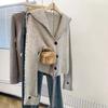 Neck thickened sweater cardigan jacket women's autumn and winter new short knitted sweater