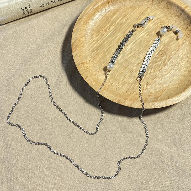 Resin Pearl Glasses Hanging Chain Women S Metal Chain Leaf Fringed Wind Glasses Chain Hanging Neck Mask Chain Multi-Purpose