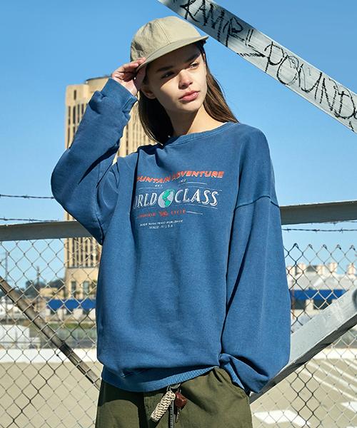 Peullukeu World Class Pigment Sweatshirt Navy Fmt751