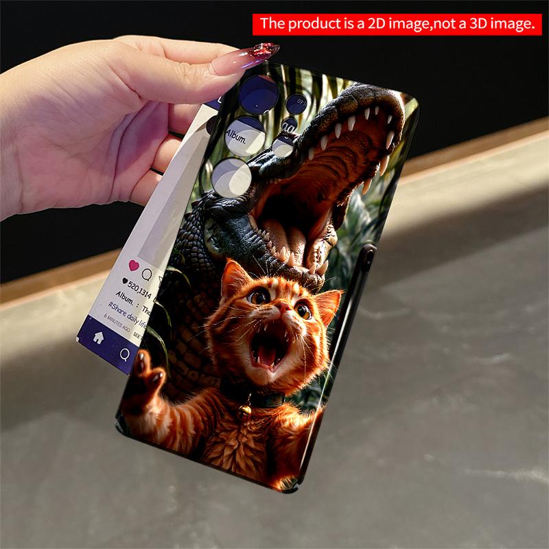 2DFlat Samsung phone case Gator Selfie Cat Adventure Applicable to Galaxy S22 S23 S24 S25ULTRA S26 A12 A13 A14 A15 A16