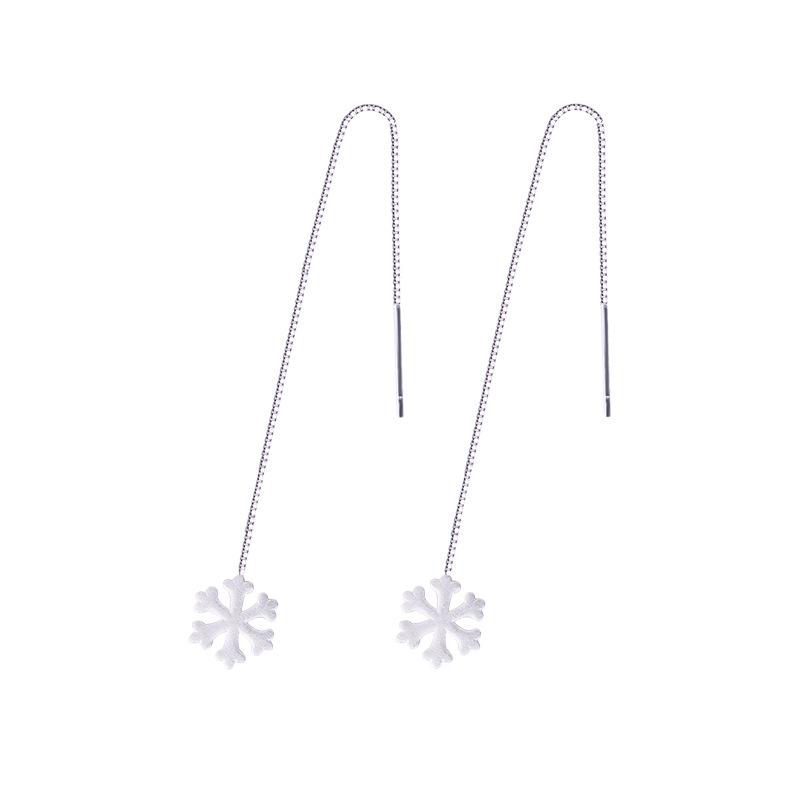 

Korean Snowflake Dangle Earrings - Sweet Mori Style for Women, Christmas Gift