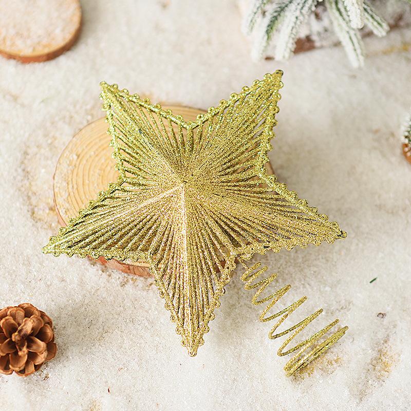 25CM Gold Luminous 3D Iron Star Christmas Tree Topper