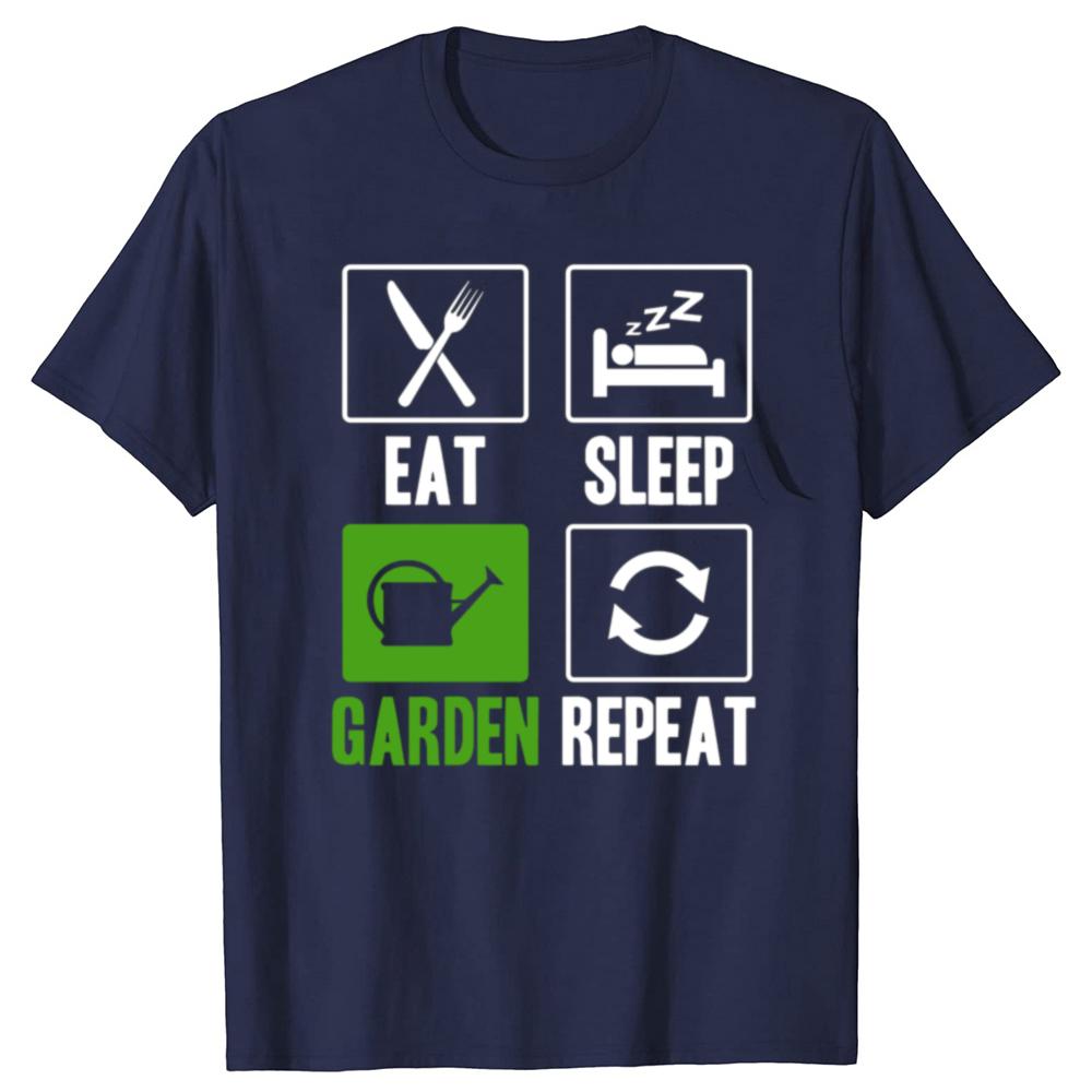 Funny Eat Sleep Garden Repeat Graphic Tshirts Men Womens Fashion Casual Tshirt 100 Cotton Loose Oversized Plant T Shirt