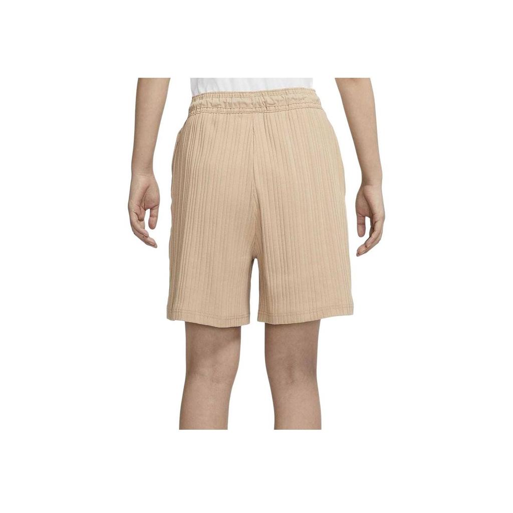 Nike Logo Print Ribbed Loose Fit Five-Point Shorts Women shorts Light-Yellow White DM6402-200
