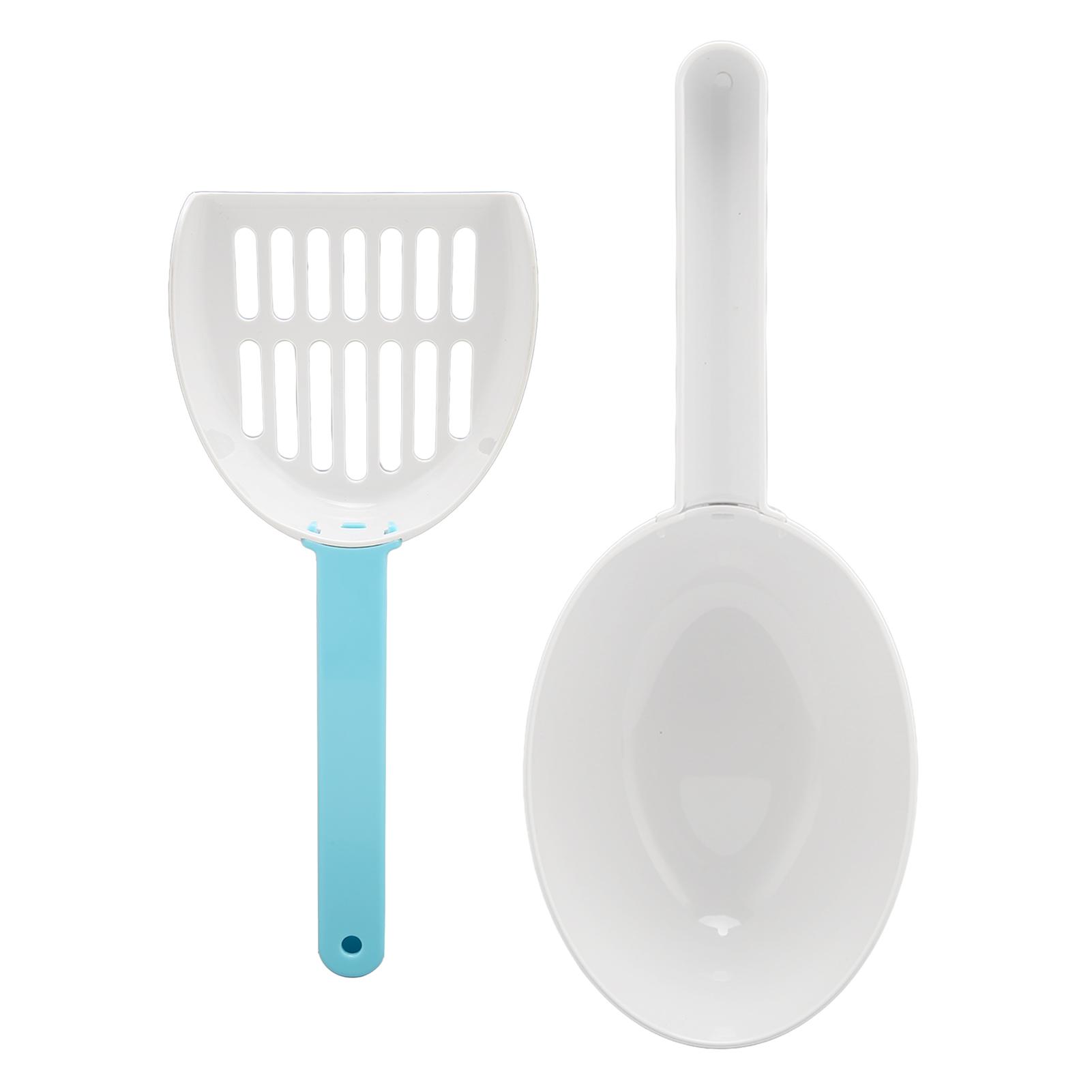 

Cat Litter Scooper Double Deck Kit Portable Cat Poop Shovel with Holder for Litter Box Pet Cleaning