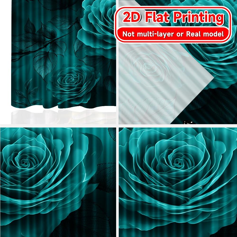 2D FLAT PRINTING 2pcs Curtains (Without Rod) Butterfly and Blue Roses New year Festival Minimalist Curtains Prints Light