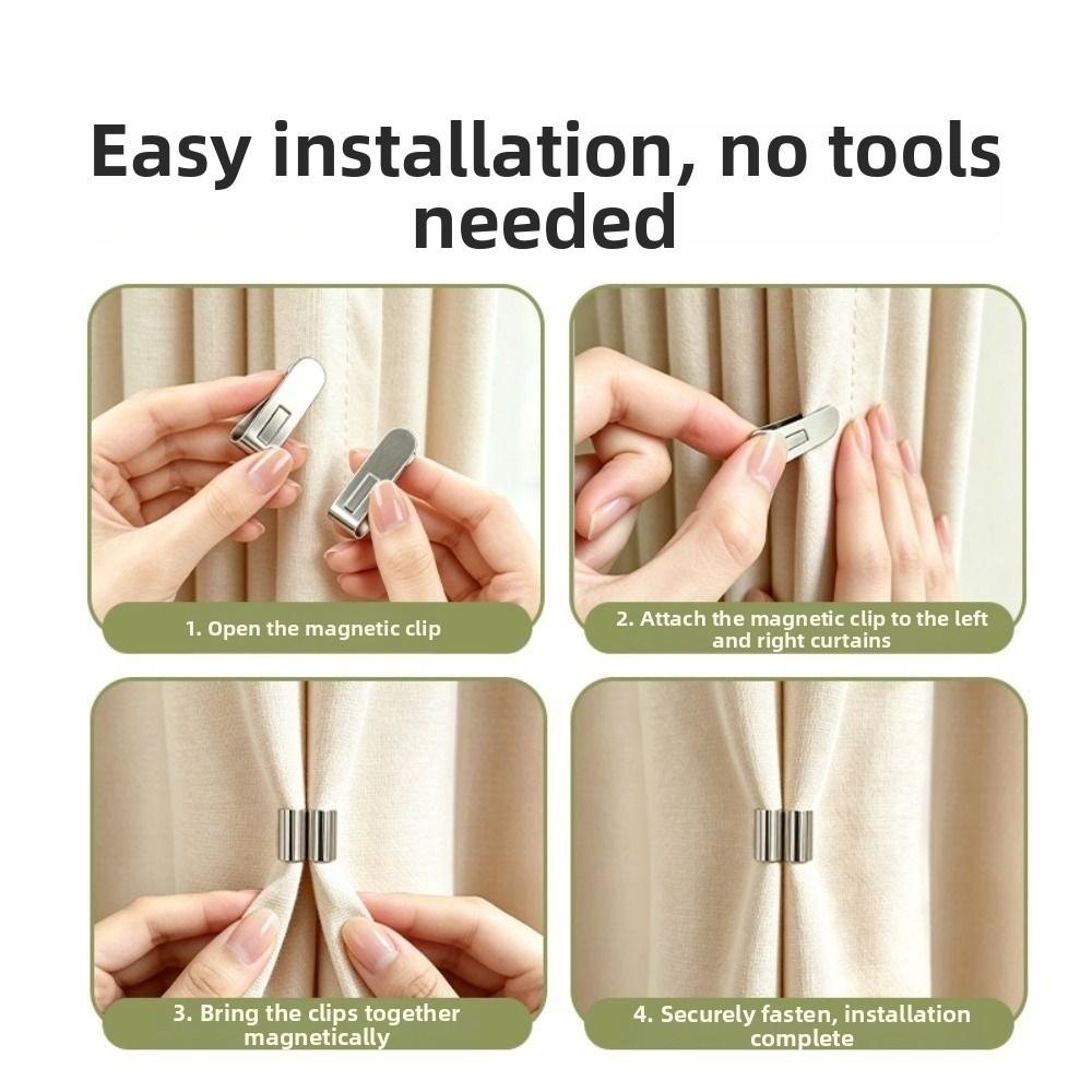 1/5Pair Detachable Magnetic Curtain Clips Drill Free Curtain Holders Office Curtains