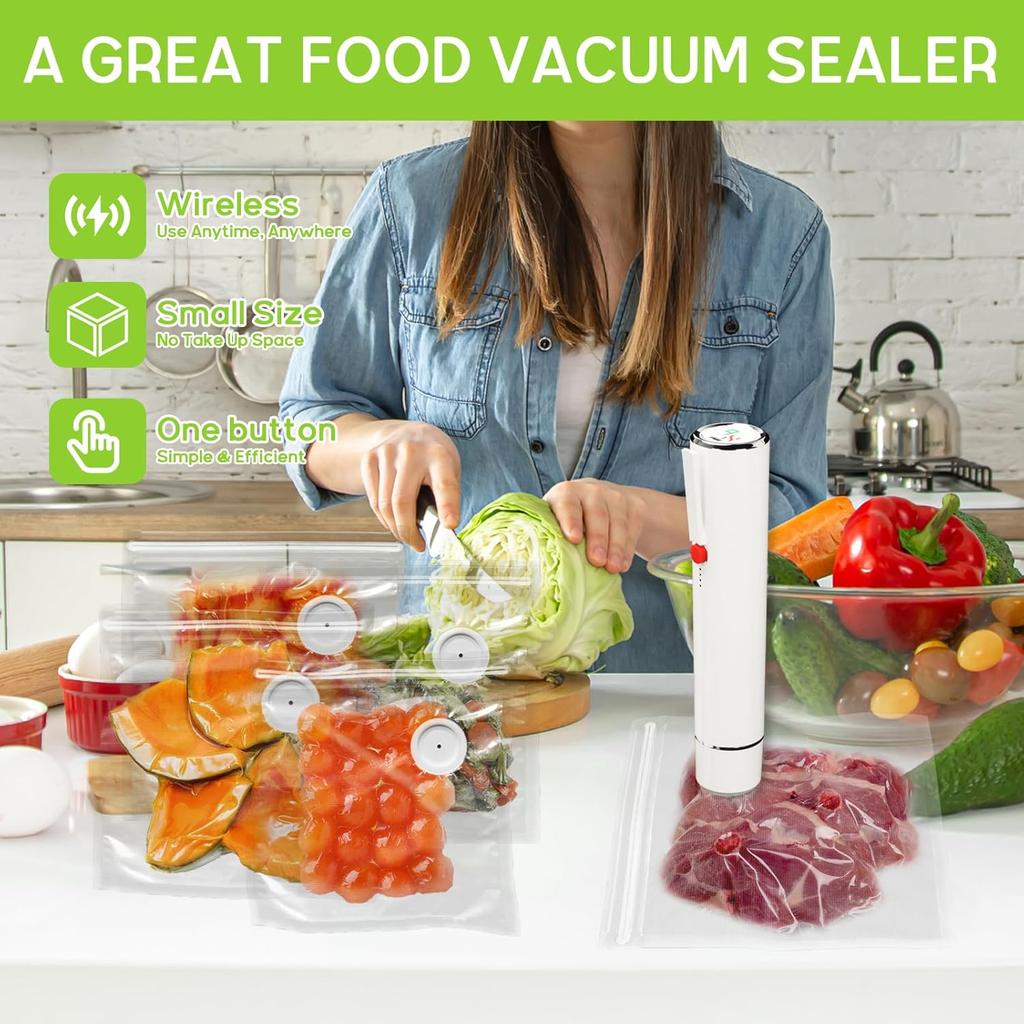Vacuum Sealer Handheld vacuum sealing machine with 5 Vacuum Bags Type-C Charging Portable Mini Fresh Food Preservation Sealer