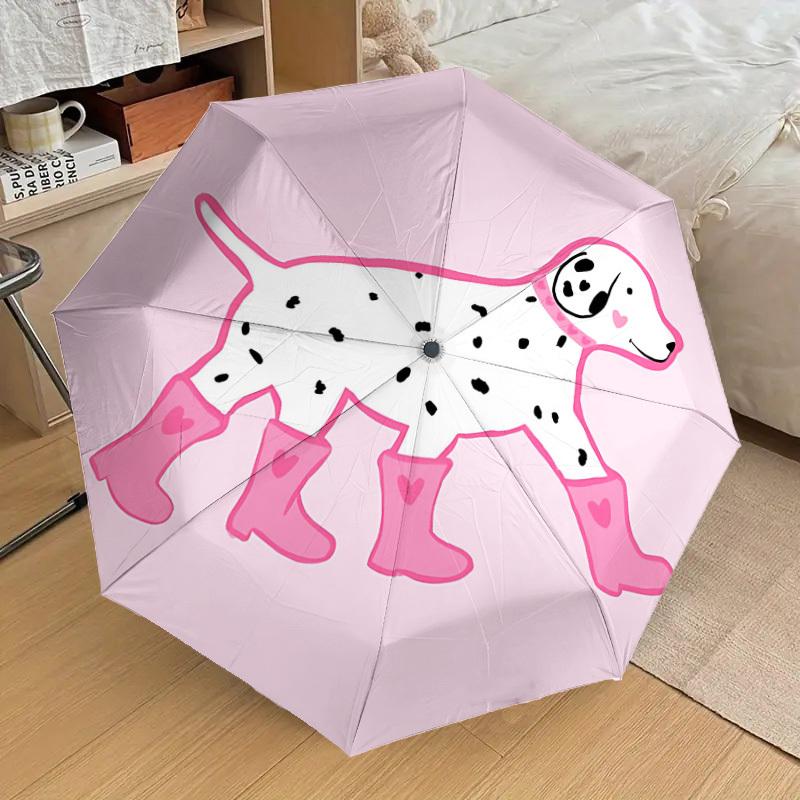 1PC Dalmatian Rainboots Umbrella-8-Rib Reinforced Portable Folding Travel Suitable for All Seasons Outdoor Daily Use-J329