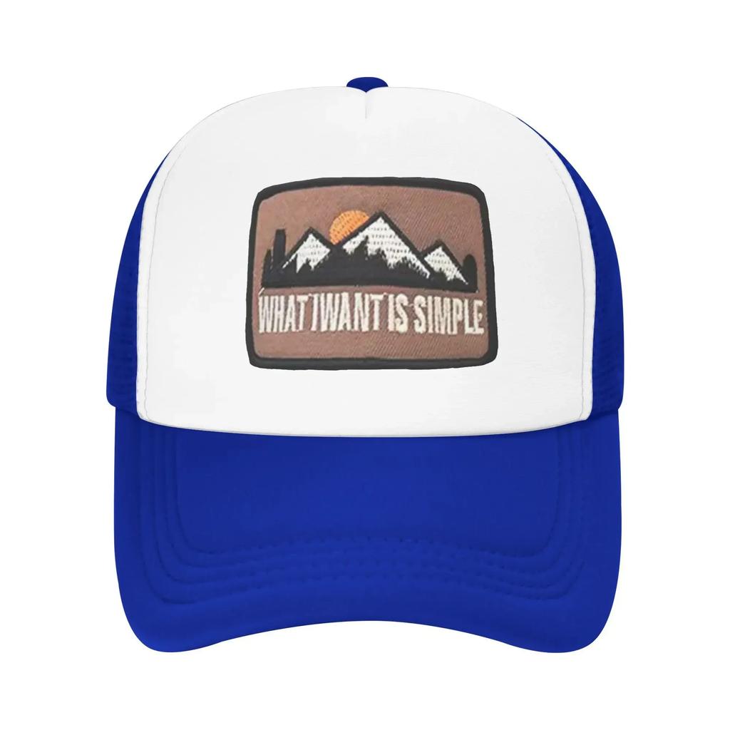 Druck Sonnenuntergang Berg Was ich will ist einfach Mädchen Individuell Netz Baseballkappen Damen Frühling Männlich Strand Papa Hut Snapback Kappe