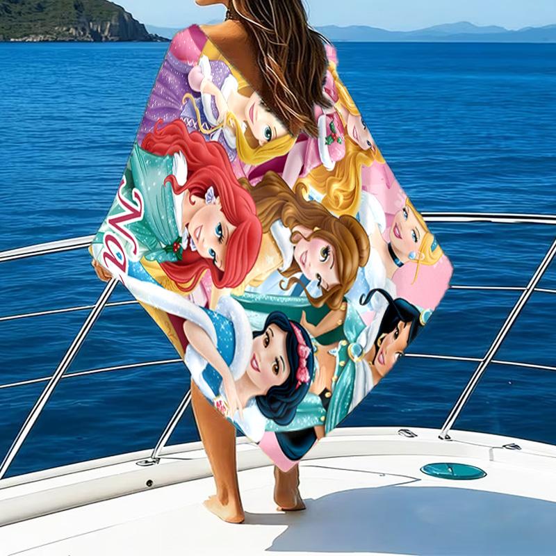 1pc Princess1 Beach Towel with Custom Name, Beach/Swimming/Bath/Picnic/Camping Towel, Suitable for Seaside Beaches