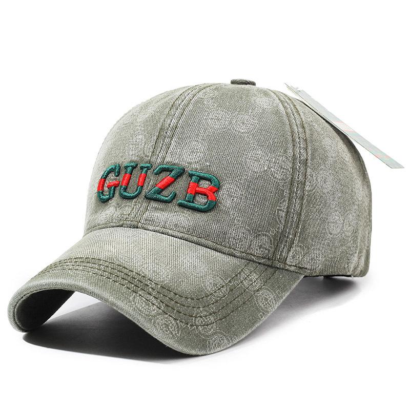 New embroidered letter denim baseball cap men's and women's big head circumference cap outdoor leisure sunscreen