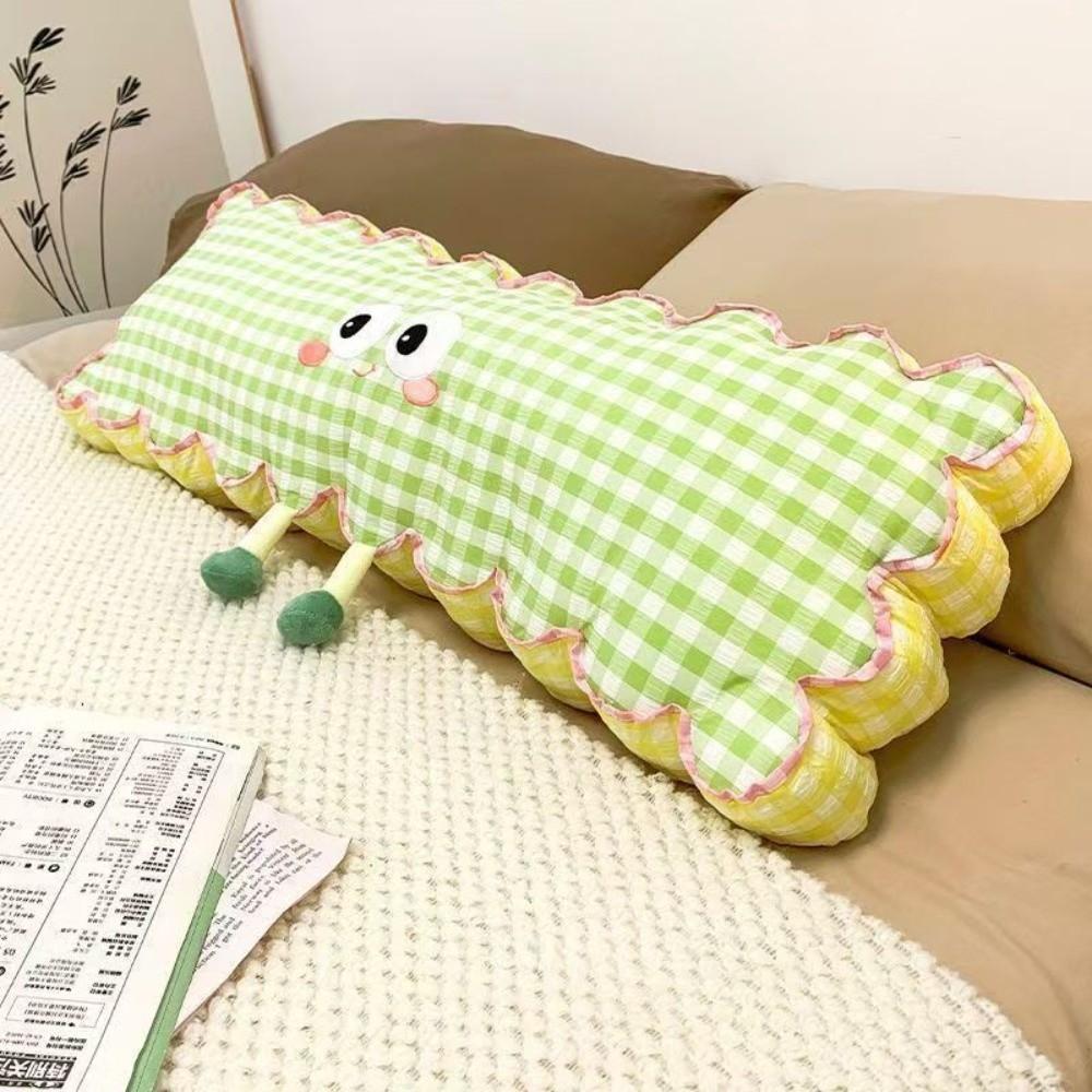 Plaid Pattern Leg Clamp Pillow Cartoon Print Side Sleeping Pillow Soft Long Body Pillow  Bedroom