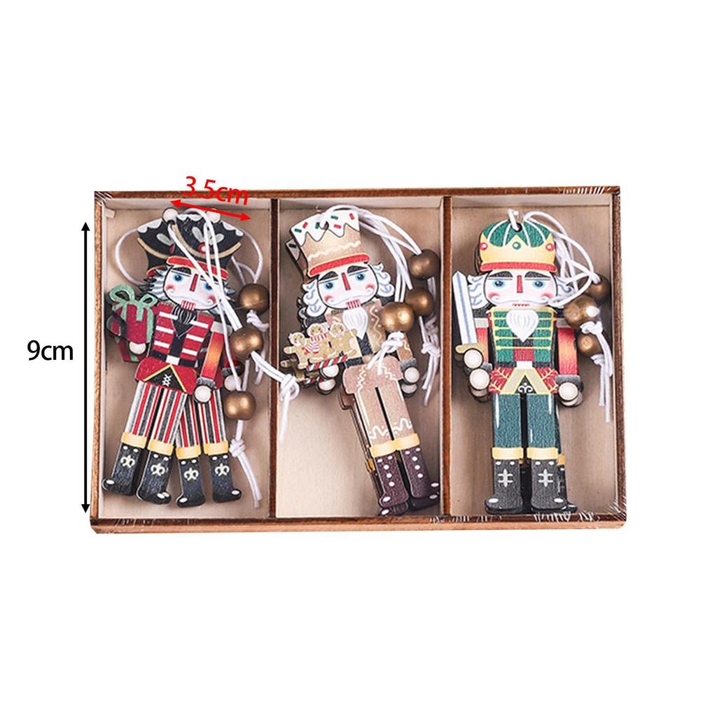 9Pcs/Set Wooden Nutcracker Soldier Nutcracker Pendants Crafts Collectible Nutcracker Christmas Ornaments for Holiday Xmas Decor