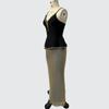 Multicolor Rhinestone Bandage V-Neck Spaghetti Strap High-Waist Evening Gown Set