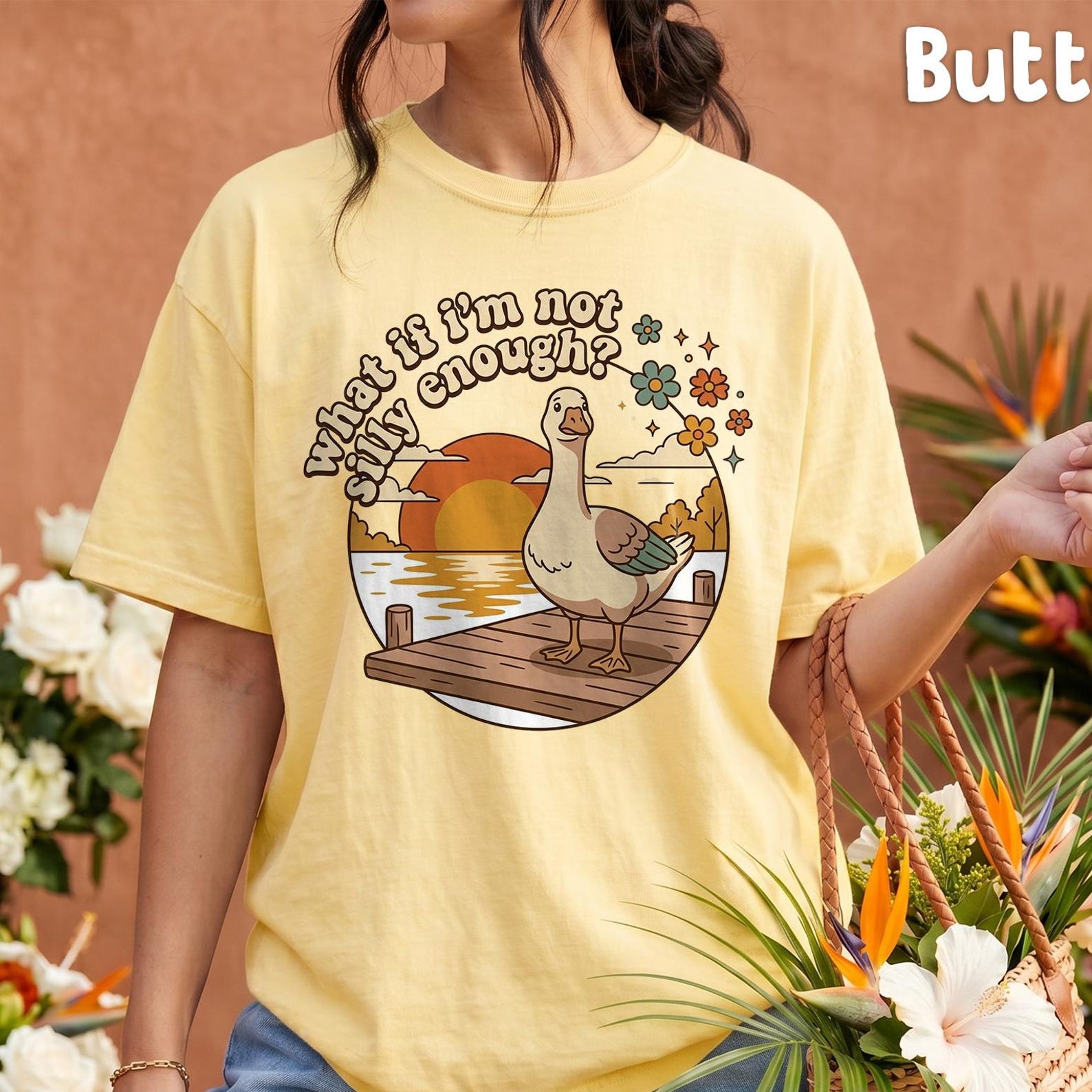 Comfort Colors® - What If I m Not Silly Enough Shirt, Funny Goose Tee, Retro Cottagecore Humor Gift, Quirky Goose Graphic Shirt 2XL