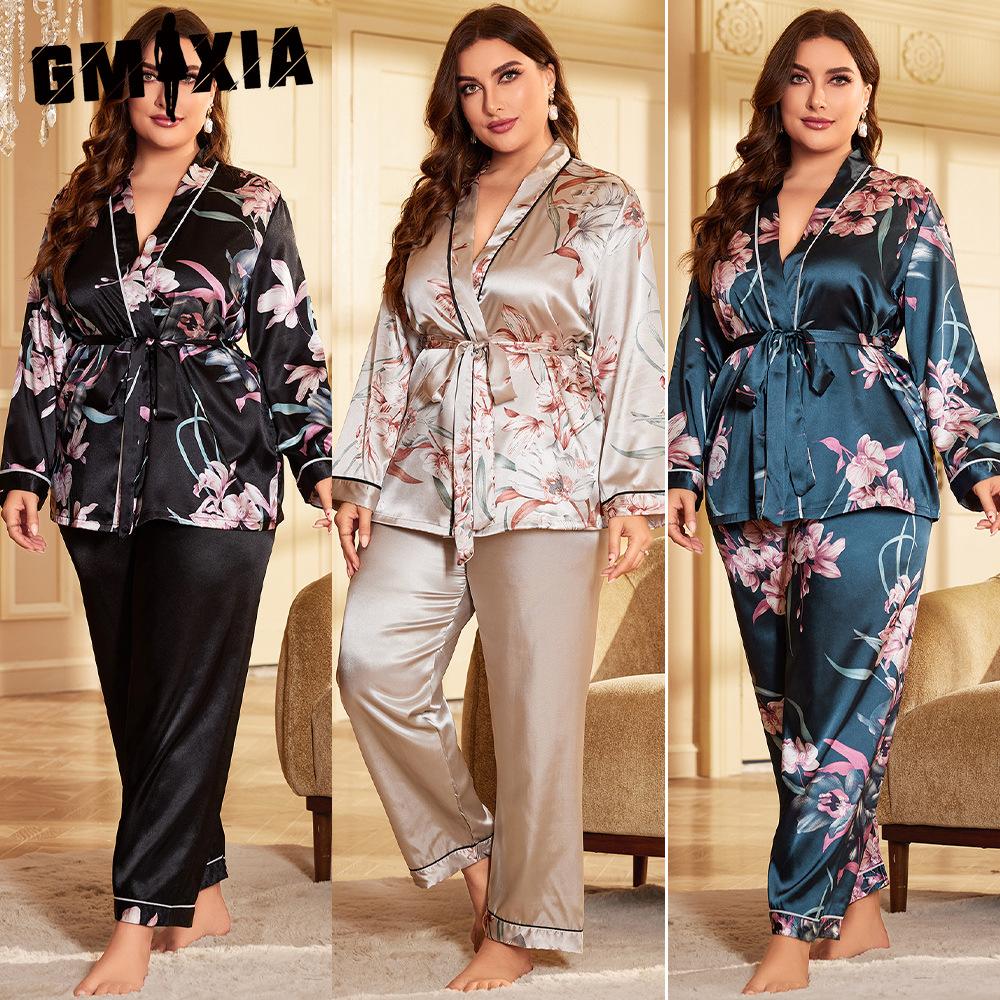 

GMXIA Large-sized Pajamas for Women, Summer Women s Bathrobes, Sexy Morning Gowns, Home Wear, and Ice Silk Nightgowns Can Be Worn Over Them Pajama XL