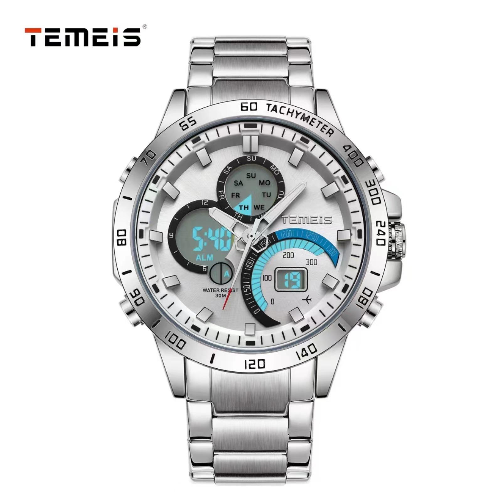 Temeis Multifunctional Fashion Timing Men S Sports Double Luminous Watch Men S Watch Calendar Business Casual
