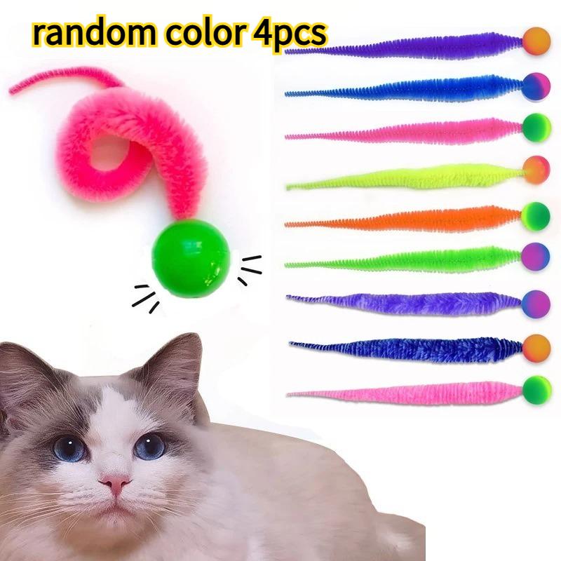 

Интерактивные игрушки для кошек Tickle Cat Разноцветный прыгающий мячик Товары для питомцев Пазл Дразнилка Домашняя кошка Червь Гусеница Эластичная игрушка