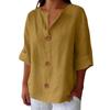 Mote dame casual V-hals kneppet syvarmet bomulls-t-skjorte topp
