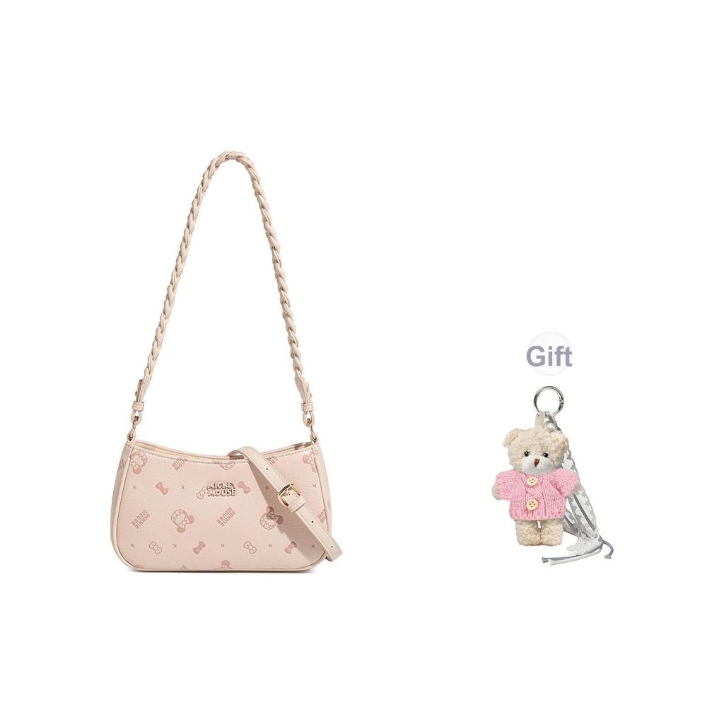 Disney Minnie Woven Rope Commuter Underarm Bag PU Crossbody Shoulder Bag Regular Women bags Multi-color BMK-73271