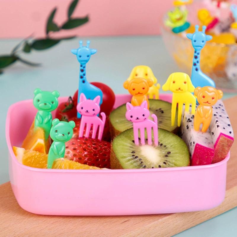 Set of 60 Plastic Fruit Picks Food Picks Food Toothpick Foods Forks Food Pick Fruit Fork Cute Animal Shaped Color Random