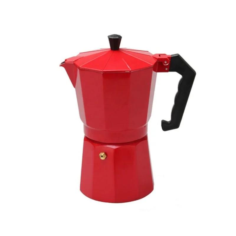 Red Moka Coffee Maker Italian Aluminum Octagonal Coffee Cup