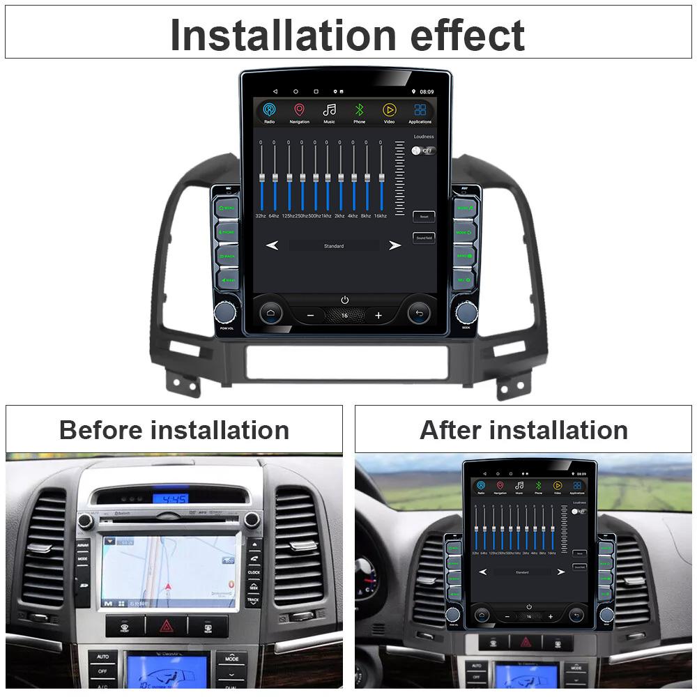 9,7" Ekran Tesli w stylu pionowym Android do Hyundai Santa Fe 2005-2012 Odtwarzacz Multimedialny Wideo Carplay Ekran Nawigacji GPS