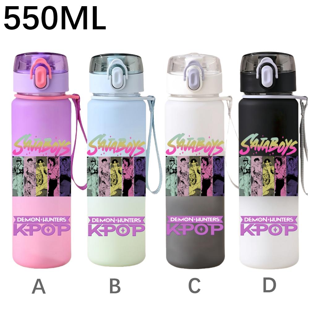 550ML KPop Demon Hunters Cartoon Print Sport Water Bottle Leak Proof Water Cup Outdoor Sports Drinking Bottle Birthday Gifts