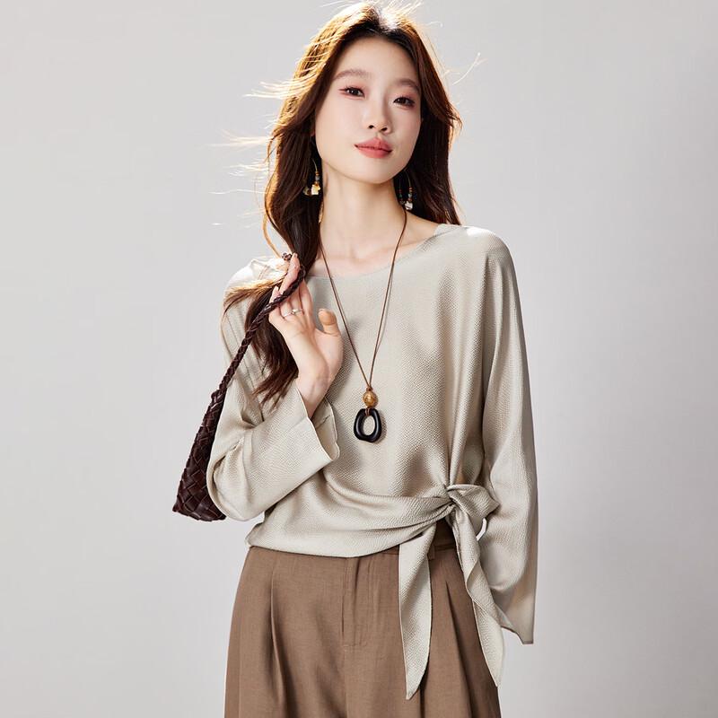 Srcr Women s 19 Momme Mulberry Silk Long-Sleeve T-Shirt XL