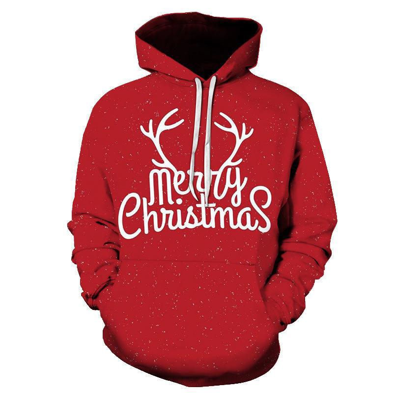 2023 New 3D Print Christmas Collection Men's and Women's Hooded Sweatshirts Fashionable Casual Long Sleeve Holiday Party Clothes