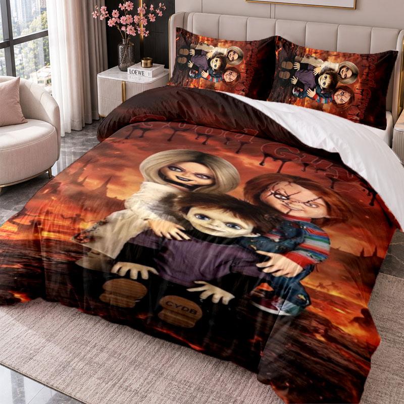 Child's Play Chucky Tiffany 3Pcs Bedding Set Duvet Cover With Two Pillowcases For Bedroom Home Decoration