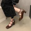 Fashion 2025 Women's Spring Summer New Simple and Generous High Heels Lolita Shoes Women's Versatile Buckle Thin Straps Crossover Heels
