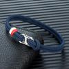 Navy Blue Braided Rope Bracelet Stainless Steel Double Push Carabiner Clasp Survival Bracelet for Men Women Couple Gifts