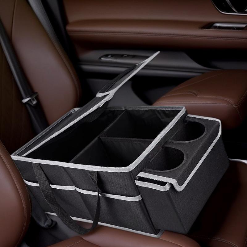 Trunk Organizer For Car Car Trunk Storage Organizer With Multiple Compartments Cup Holder Foldable For Travel Interior Bed Road
