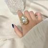 New Fashion Geometrical Irregular Heteroideus Pearl Ring for Women Retro Open Resizable Index Finger Rings Party Jewelry