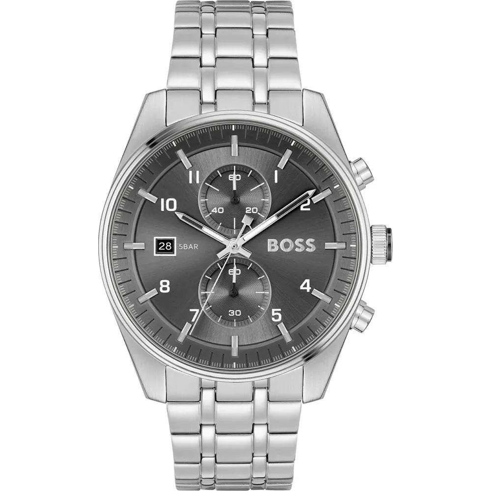 BOSS Skytraveller Grey Silver Men s Quartz Watch 1514151 серый