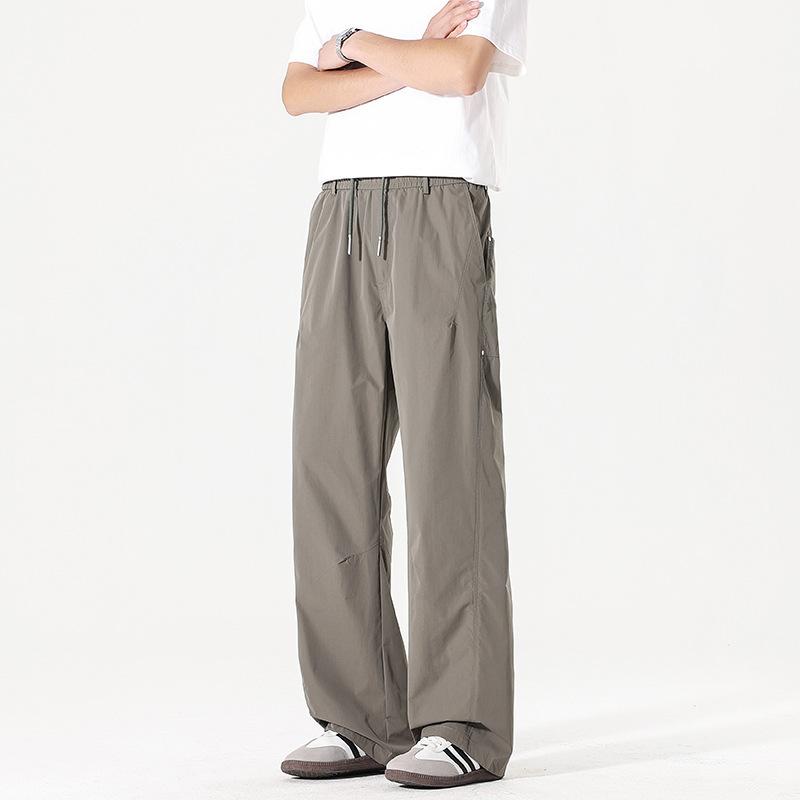 Summer gray-green wide-leg pants men's loose straight quick-drying thin fashion sports versatile casual pants men
