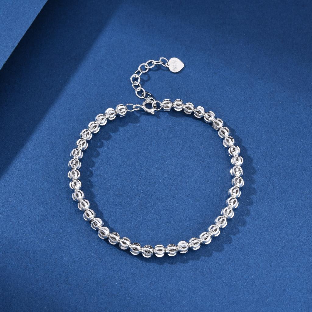 Italian Handmade 925 Sterling Silver Bracelet Women Adjustable Hollow Bead Ball Bangle Fine Jewelry Party Occasions ODM Supply