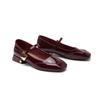 Sheepskin Version~ Metal Buckle Miu Shoes Square Head Mary Jane Shoes Women's French Gentle Commuting Red Thick Heel Single Shoes