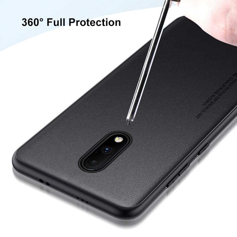 Luxury PU Leather Case For OnePlus 7 Back Cover Matte Silicone Shockproof Full Protection Phone Case For One Plus 7 OnePlus7
