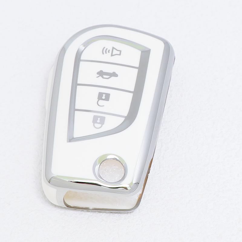 Auto Shell Holder Protector Fob For Toyota Highlander Camry RAV4 Aygo Yaris Keychain 4 Button Soft TPU Car Flip Key Cover Case