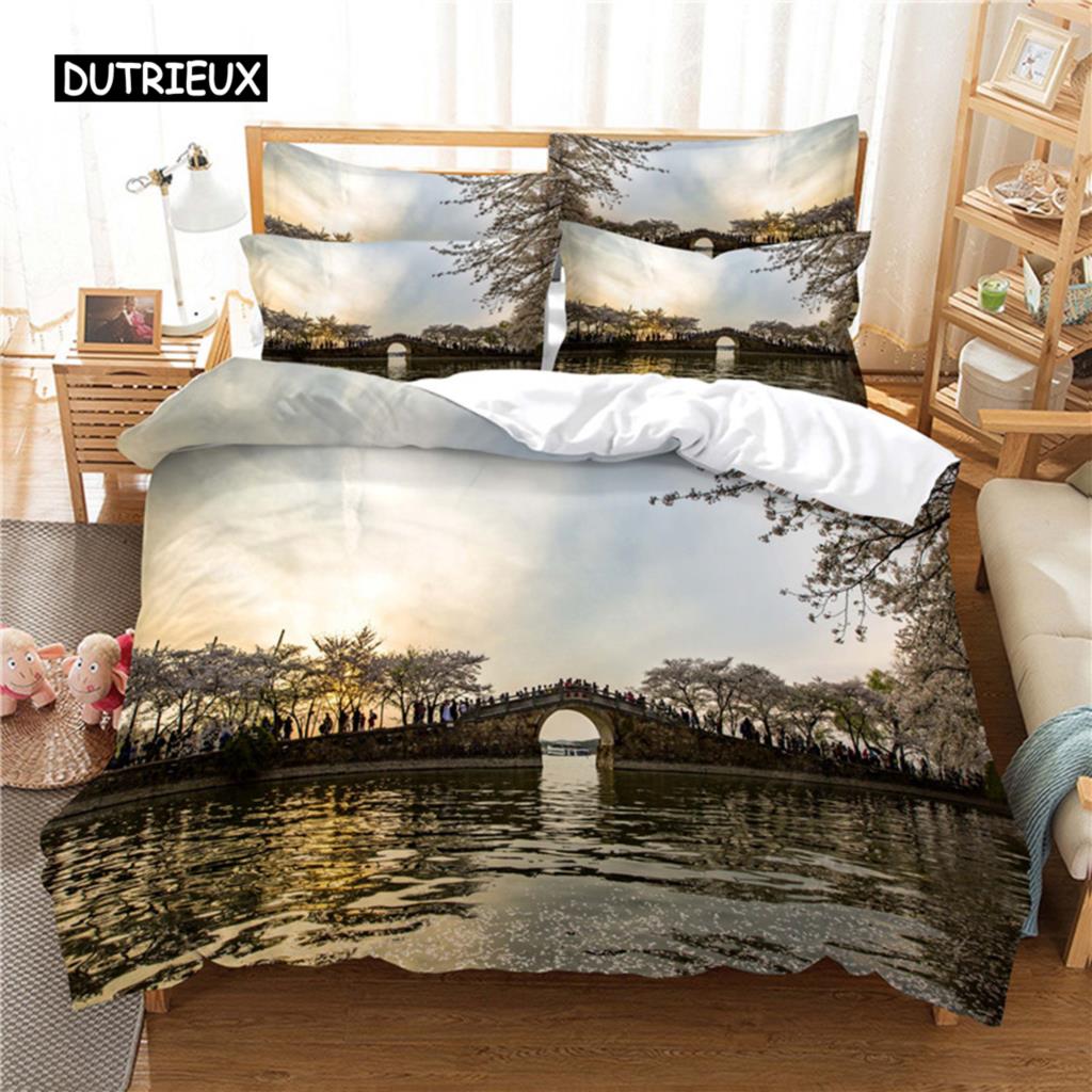 Schöne Landschaft Bettwäsche Set Bettbezug Set 3d Bettwäsche Digitaldruck Bettwäsche Queen Size Bettwäsche Sets Mode Designs