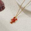 1 Piece Brass Ocean Jewelry Charms 18K Gold Plated Red Enamel Lobster 3D Pendant For DIY Necklace Jewelry Making
