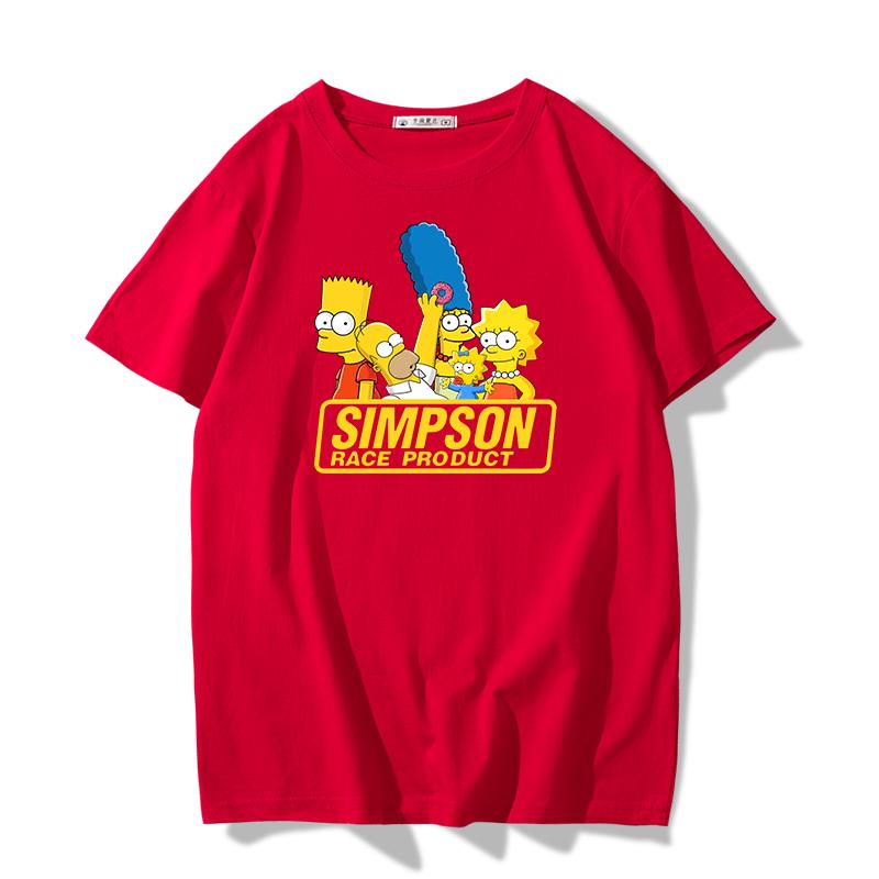Simpsons Fun Printed Tshirt Unisexs Fashion Trend Top Unisexs and Womens Four Seasons Cotton Round Neck Short Sleeve