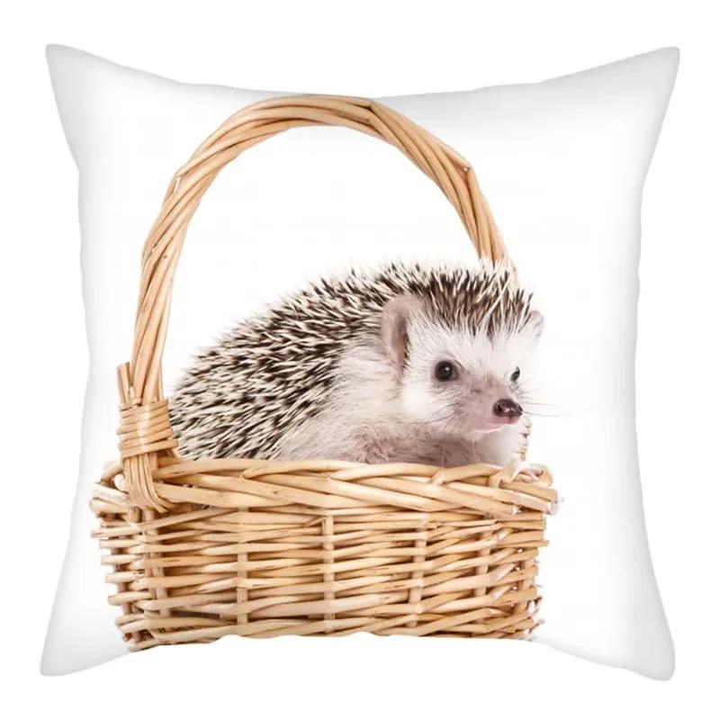 Kleintier Foto Kissenbezug Niedlicher Igel Kissenbezug Bedruckte Dekokissenhülle für Zuhause Sofa Dekorative Kissen