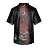 Men's Halloween Print Scrub Top Short Sleeve for Work Uniform