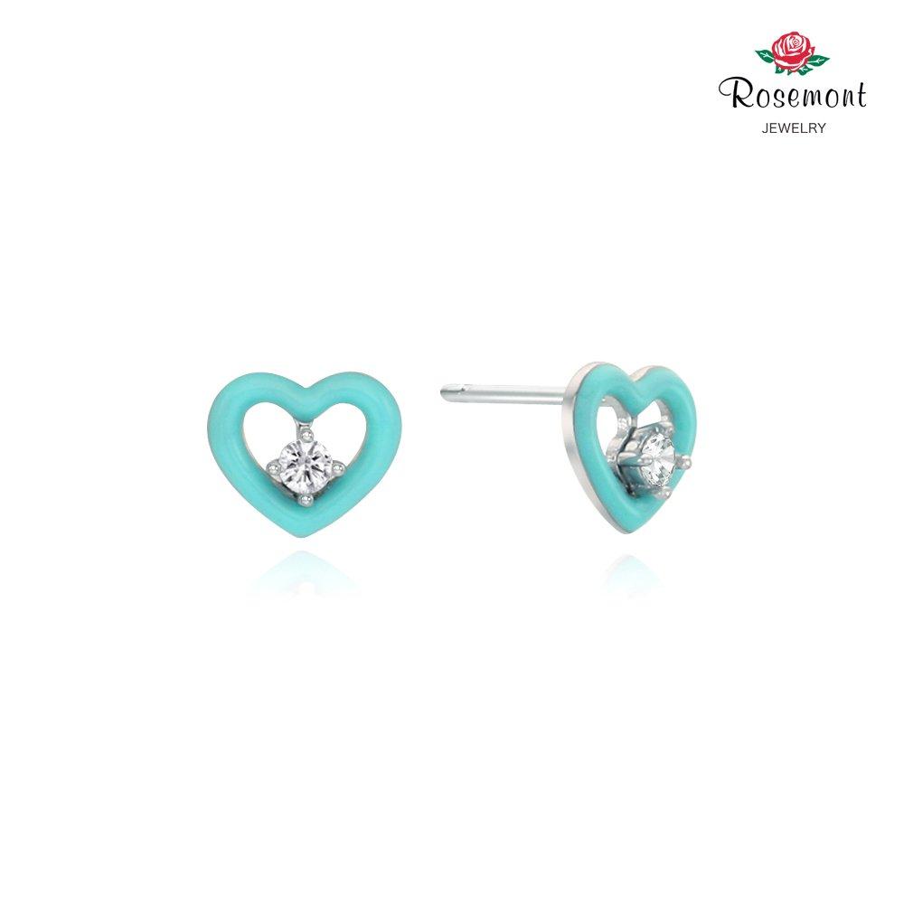 [Rosemont] Silver Epoxy Heart Earrings Rc0387